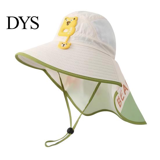 Kids Foldable Camping Hat Summer Sun for Boys Girls, Breathable Mesh Wide Brim Cap with Neck Accessories Flap, Adjustable Strap & Whistle, UV