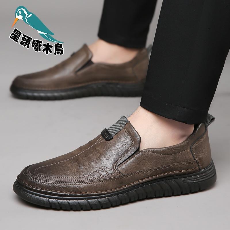 New Men's Shoes 2025 Summer Hollow Breathable Hole Shoes Men's Casual Leather Shoes Driving Leather Shoes