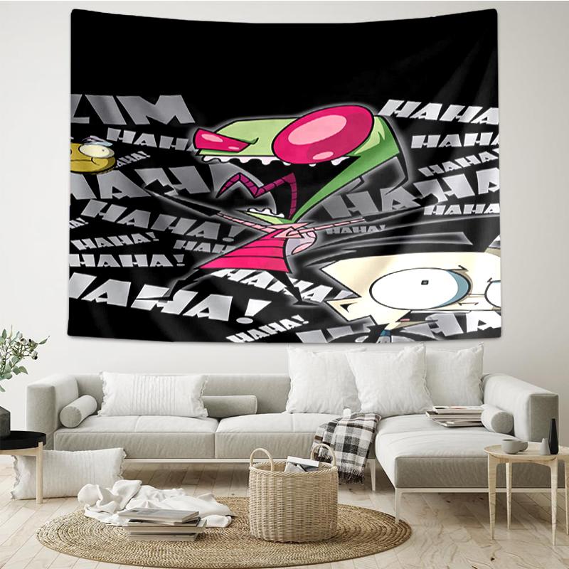 Invader-Zim Print Tapestry, Backdrop, Easy Setup, Ideal for Bedroom, Office & Living Room, with Aesthetic Wall Hanging Decor.
