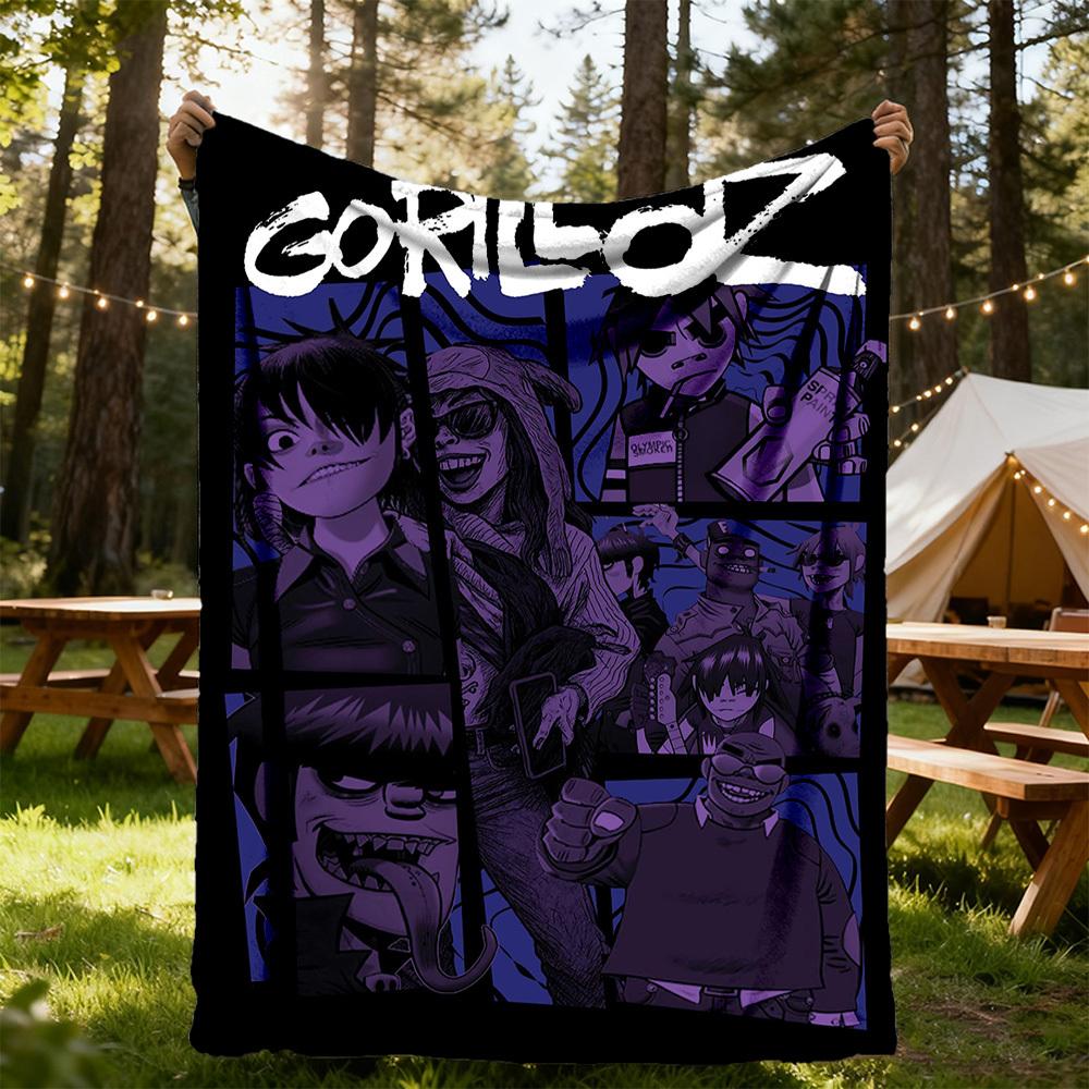 1 шт. Плед с персонажами Gorillaz для улицы, легкий фланелевый, для использования в любое время года, для дивана, кровати, путешествий, кемпинга, гостиной, офиса, дивана049