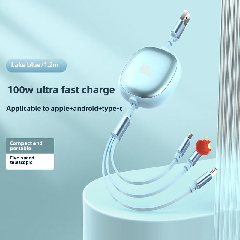 Кабель для быстрой зарядки 3-в-1, многофункциональный USB-шнур для зарядки, совместимый с iPhone, Huawei и устройствами Type C