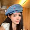 Love Cowboy Beret Women Spring and Summer Versatile Face Small Beret Big Head Circumference Painter Hat Tide