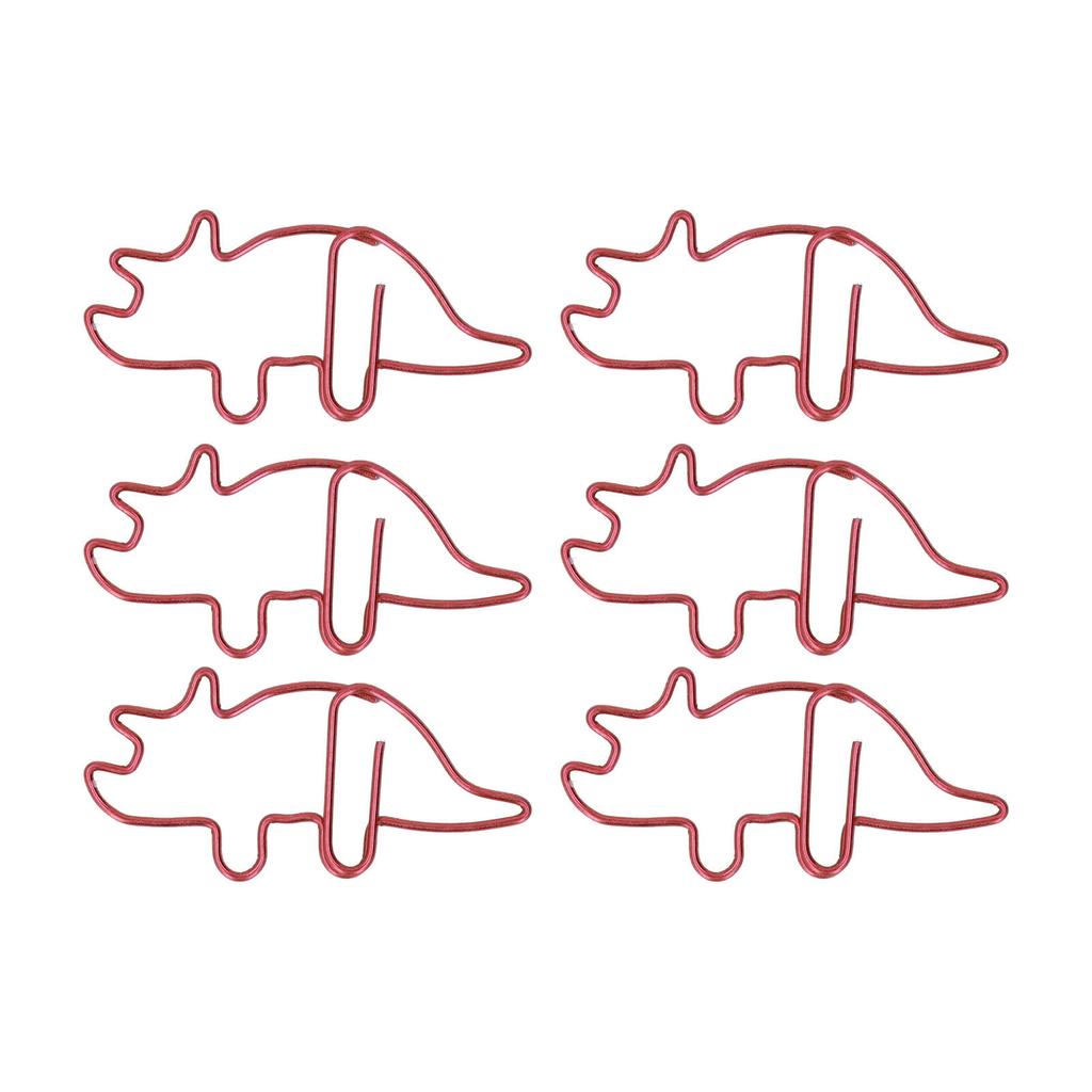 100 шт. Форма скрепок для бумаги, красная форма трицератопса, металлический гальванический процесс, светильник, портативный офисный C