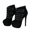 Liyke Sexy Party Club Strip Pole Dance Extreme High Heels Platform Boots For Women Fashion Hook Loop Round Toe Ankle Shoes Pumps