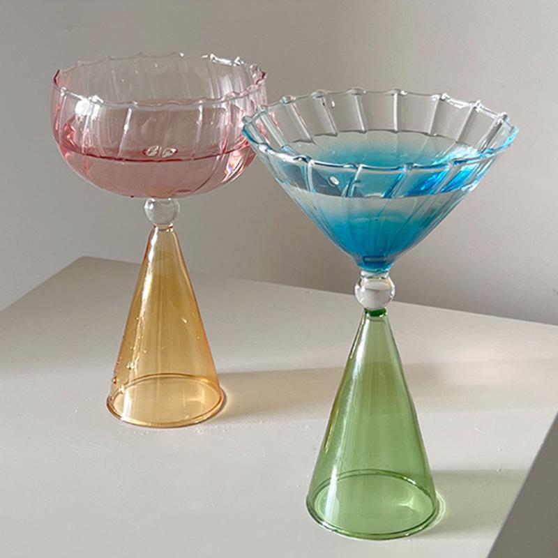 Creative Gradient Glass Champagne Wine Cup Whisky Cocktail Cup Ice Cream Dessert Yogurt Goblet Cup Party Bar Drinkware Supplies