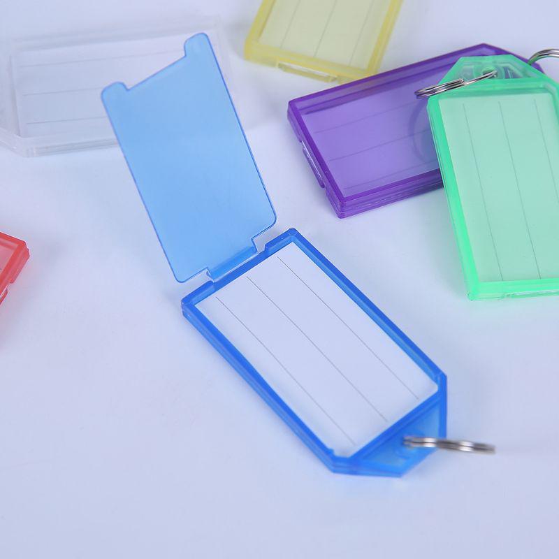 20Pcs Tough Plastic Key Tags with Split Ring Label Window Assorted Colors