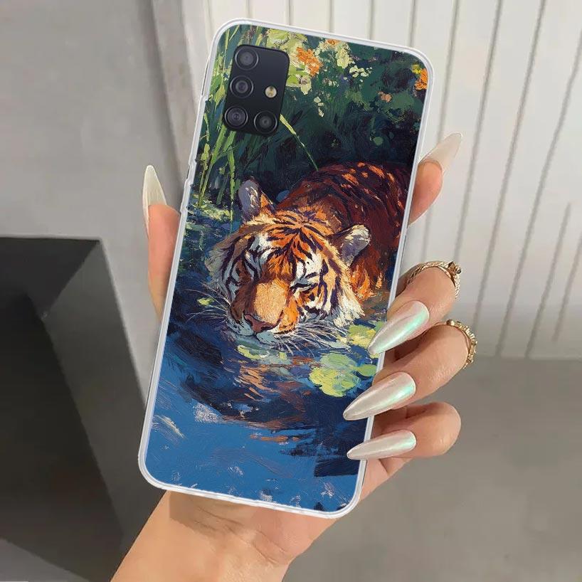 Superior Tiger Pattern Art Phone Case for Samsung Galaxy A52 A32 A22 A12 A02S A50S A30S A10S Note 20 Ultra 10 Plus S10 A31 A20 A