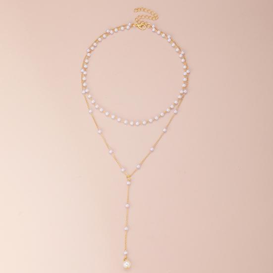 Золотое ожерелье из искусственного жемчуга для женщин, двухслойный чокер-цепочка из искусственного жемчуга, для подарков на день рождения, свадьбу, годовщину