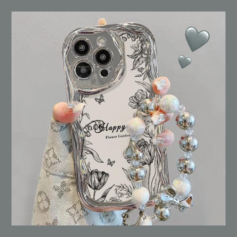 Line Rose Chain подходит для Apple 15promax чехол для мобильного телефона iPhone13/12 гальванизированный серебряный узор Xs полный пакет