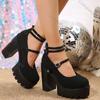 Comemore Women Mary Janes Shoes Platform High Heel Spring Autumn New Lolita Shoes Chunky Pumps Ankle Buckle Heels Women