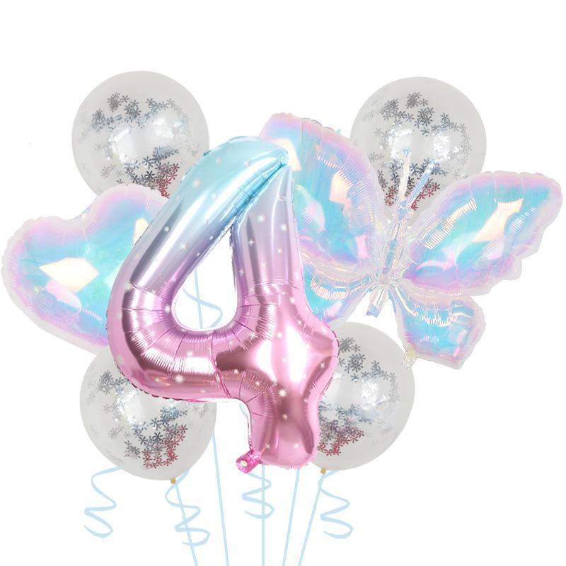 Красочный Прозрачный Шарик-Бабочка Цветные Блестки Латексный Набор Один Год 40 Дюймов Звездное Небо Цифровое Оформление для Вечеринки по Случаю Дня Рождения