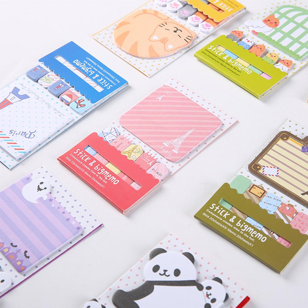 Cute Cartoon Multi-function Sticky Notes Memo Pad Paper Bookmarks School Supplies Planner Stickers