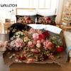 Картина маслом Цветы Цифровая печать Комплекты постельного белья для взрослых Постельное белье Одеяло Арт Пододеяльник Комплект Односпальный Размер King Queen Size