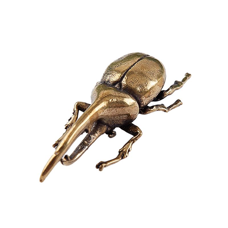 Brass Insect Figurine Miniature Bugs Tea Pet Ornament Copper Beetle Statue