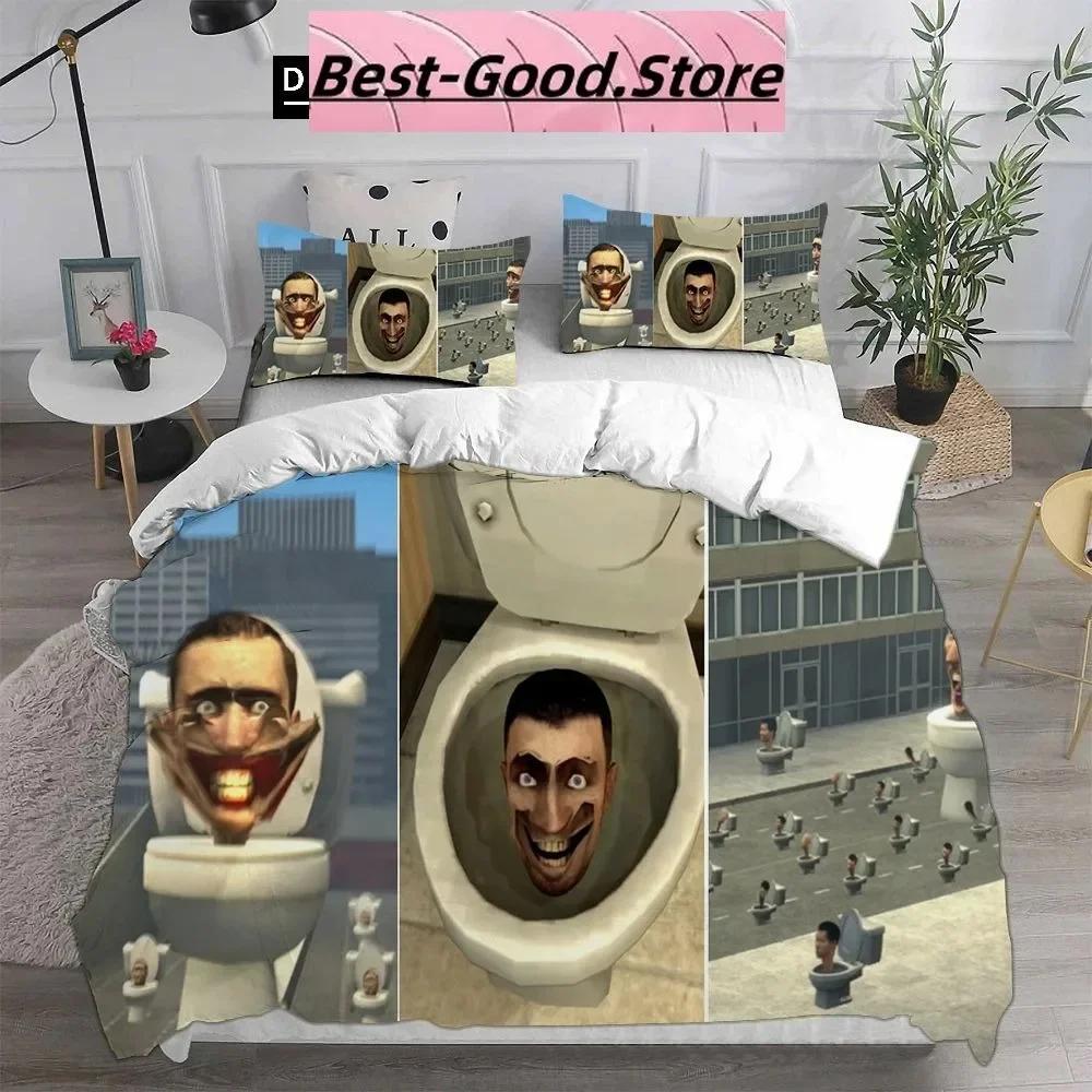 3D Модная Игра Скибиди Туалет Арале Комплект Постельного Белья Печать С Наволочкой Пододеяльник Мягкий Односпальный Двуспальный Queen Super King Размер