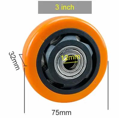 PU Replacement Caster Wheels with Double Bearings Orange Color High Load Capacity Wear Resistance Furniture Wheels
