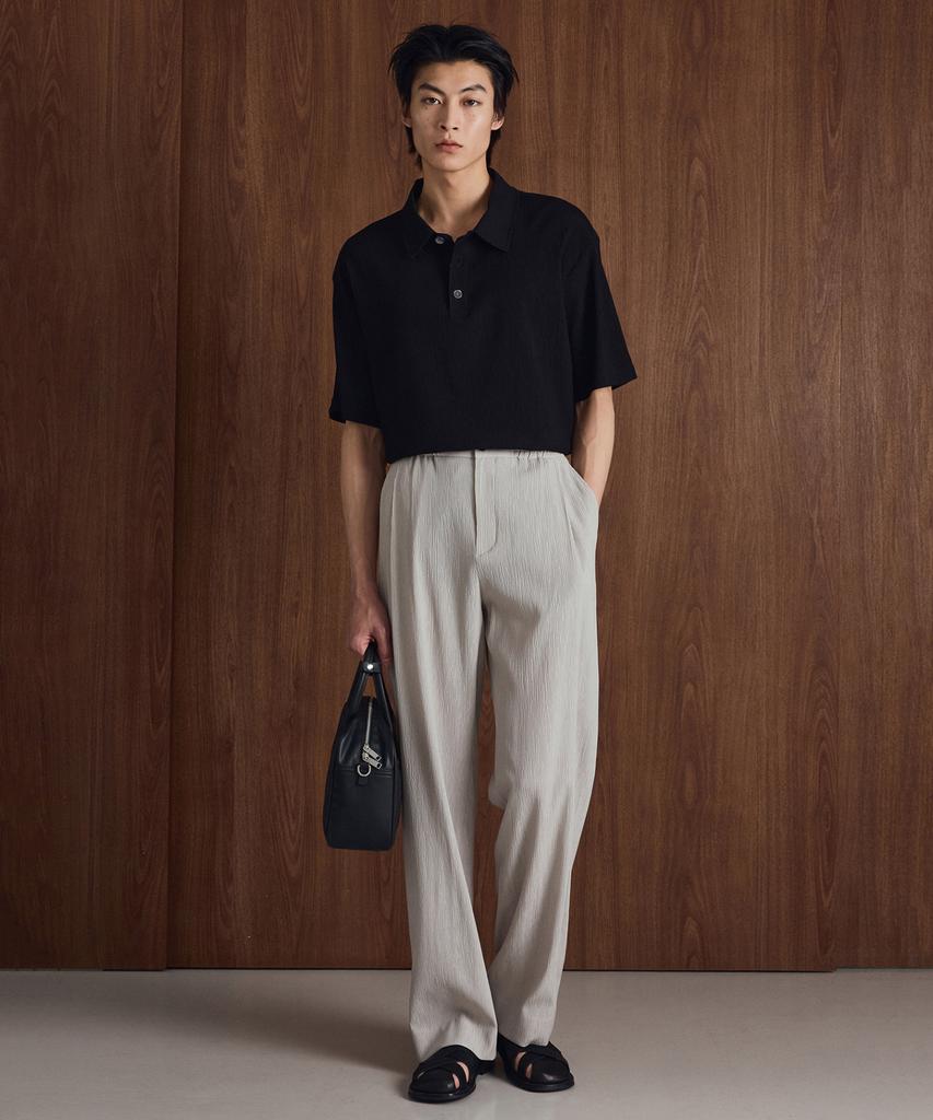 Tngt [Set] Kinoshita Seersucker Jacket & Semi-Wide Pants (Light Beige) 0Tpa6E205I2