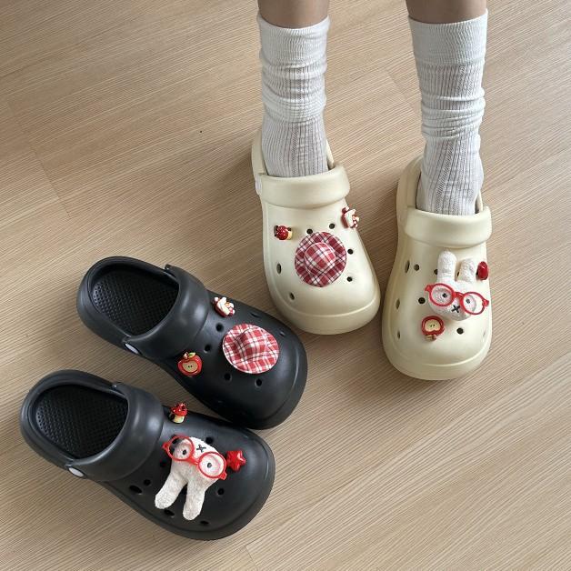 Женские летние новые мультяшные милые уличные шлепанцы с закрытым носком, не скользкие, не пахнущие