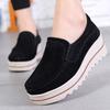 Cow Suede Women's Walking Shoes Fashion Platform Shoes Loafers Height-increased Moccasins Slip-on Mother Shoes