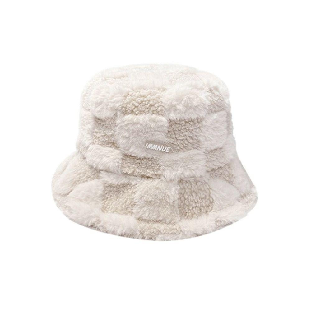 Soft Lamb Winter Bucket Hat Keep Warm Skull Hat Casual Plush Fisherman Hat Outdoor