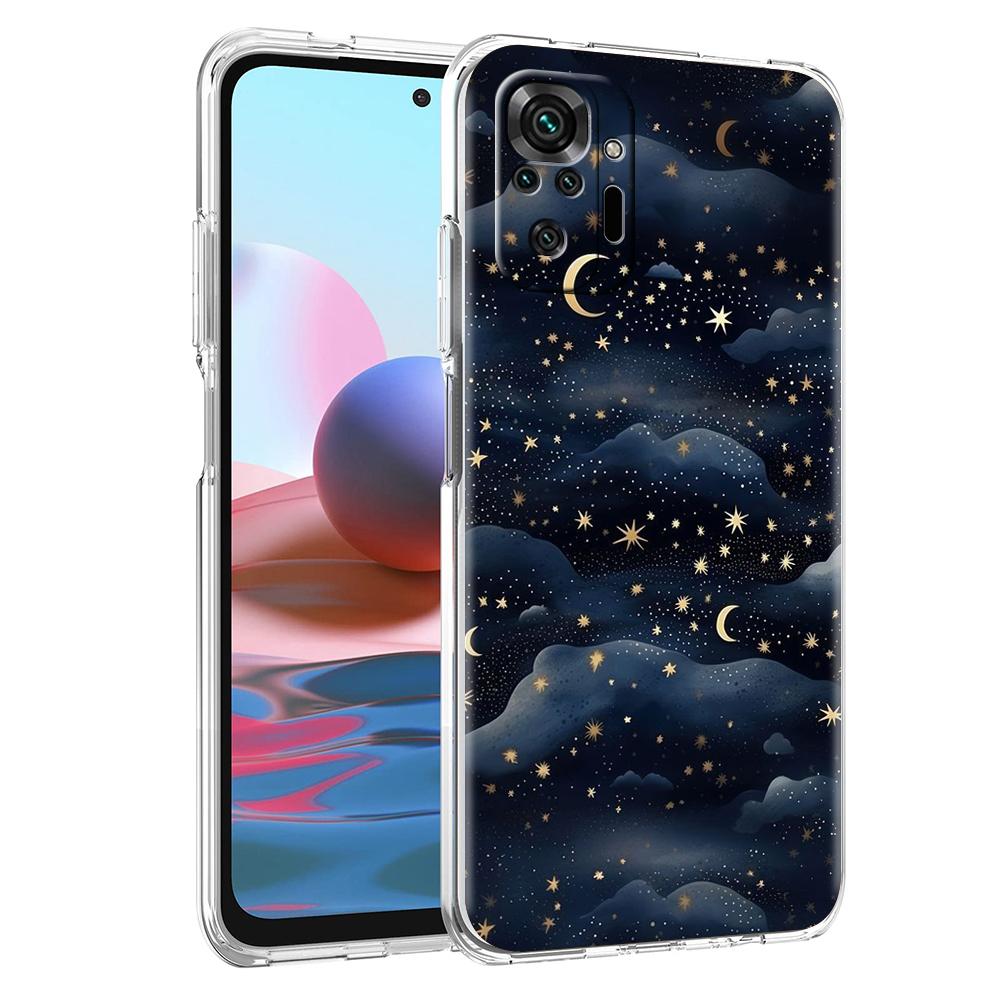 Прозрачный чехол для телефона для Redmi 14C 13C 10C 10 9 Note 13 12 11 K50 K40 Plus Pro 4G 5G Мягкий ТПУ Модный Рисунок Звездное Небо Звезды