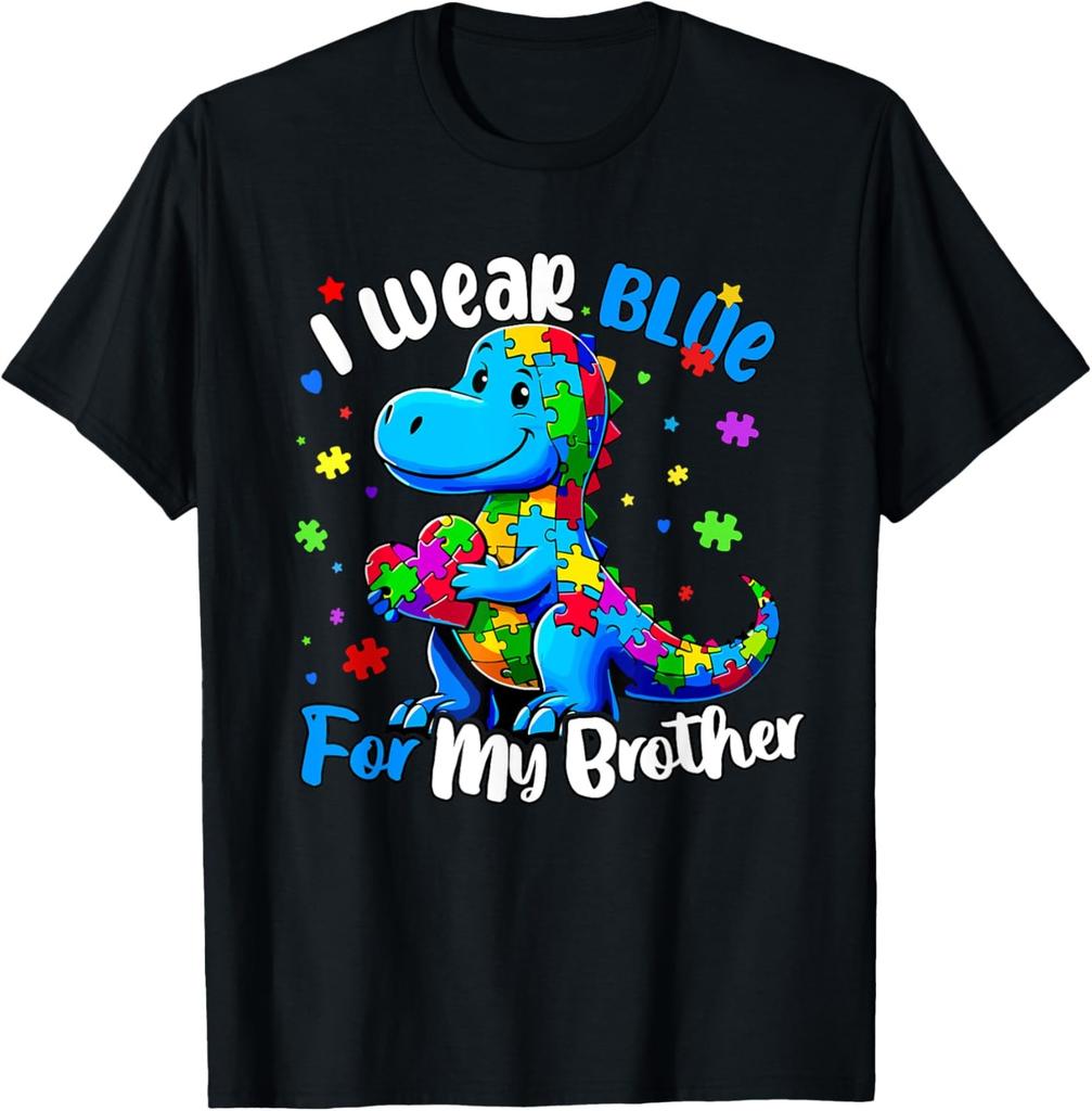 I Wear Blue For My Brother Autism Awareness Puzzle Family T-Shirt
