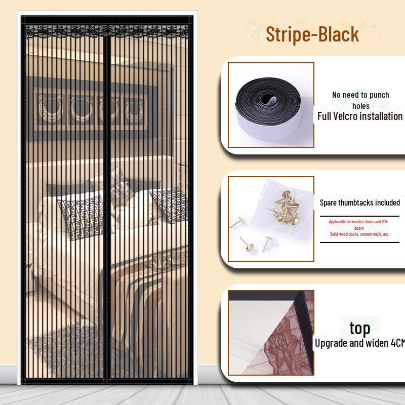 Магнитная полиэстеровая полосатая противомоскитная штора для двери для летней вентиляции