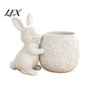 Compact Succulents Pot 3D Printed Bunny Hugging Planter, Cute Rabbit Flower with Embossed Soft Decoration Flowerpot Floral Body, Mini Desk Decor