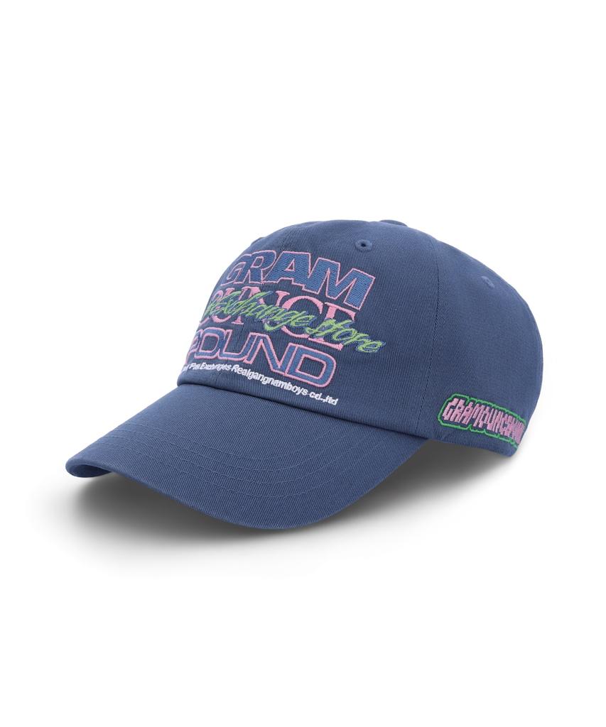 GRAM OUNCE POUND Опечатка Перекрывающиеся 6-панельная кепка Выстиранный темно-синий