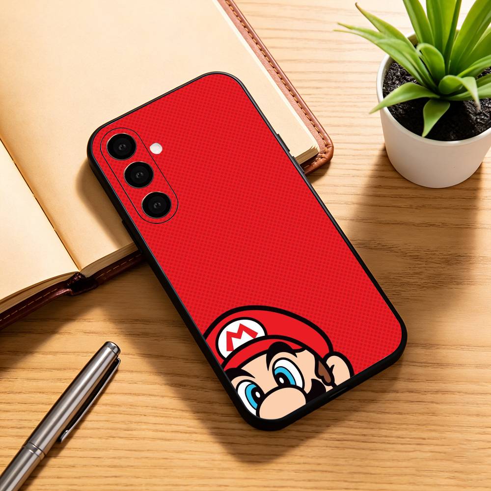 cartoon Super M-MarioS Bros Phone Case Black Silicone Soft For Samsung Galaxy A73,A72,A71,A70,A53,A52,A51