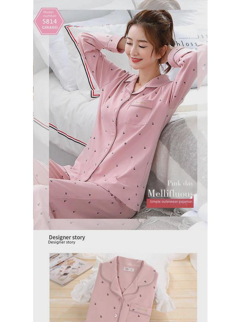 Женская пижама больших размеров с длинным рукавом: 100% хлопок для весны, осени, лета, зимы и одежды для беременных