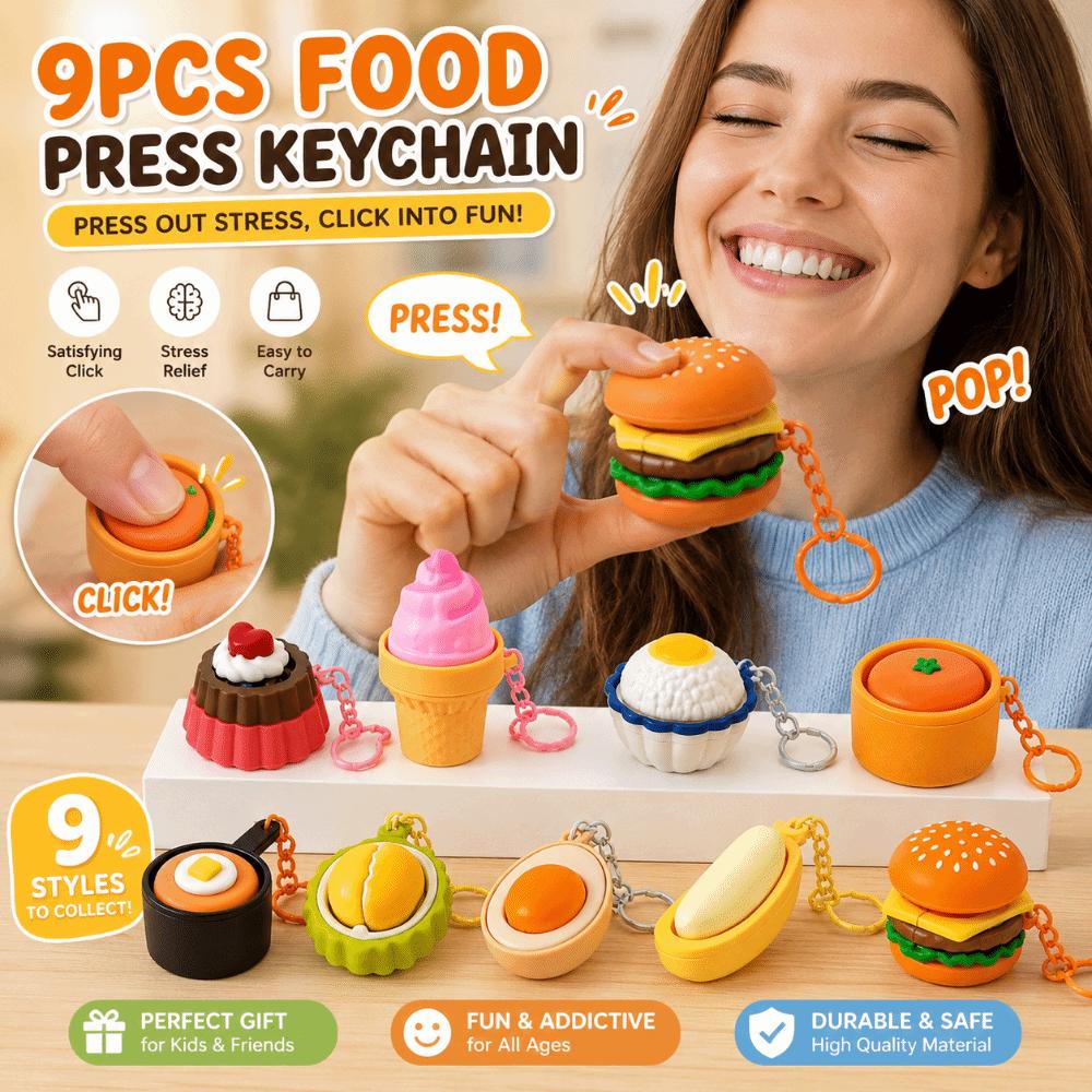 3D Printed Calming Keychain Keys Finger Button Foods Clicker Key Chain Children Adults