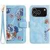 For iPhone 17 Pro Case PU Leather Floral Phone Cover with Card Slots