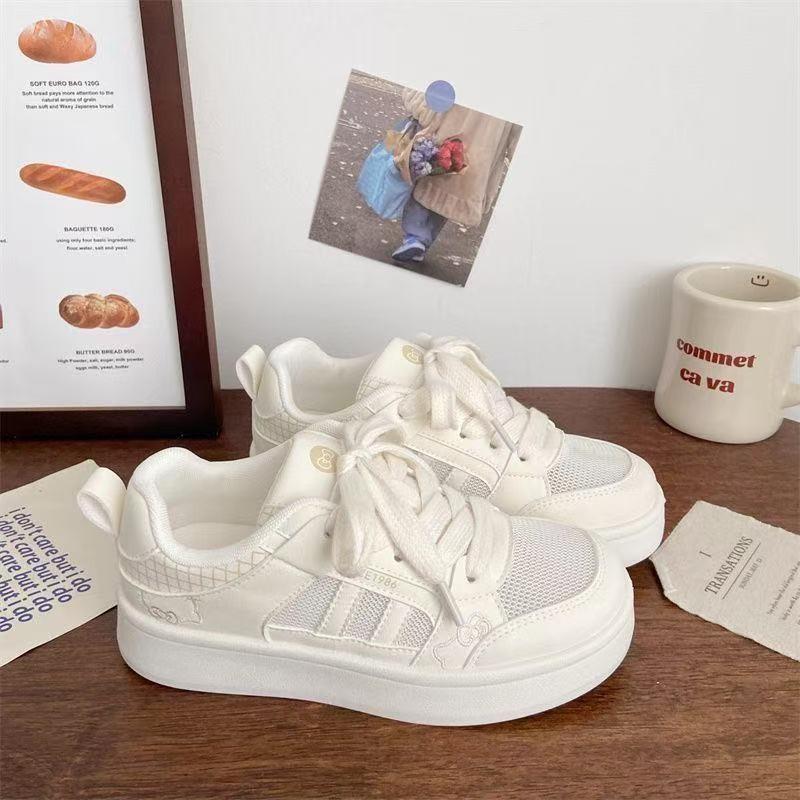 Niche Casual Pink Transparent Net Platform White Shoes Women's Summer New Student Sports Shoes