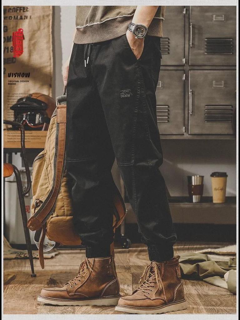 Мужской комбинезон свободного кроя в стиле «американский ретро» с широкими штанинами — осенние повседневные прямые брюки
