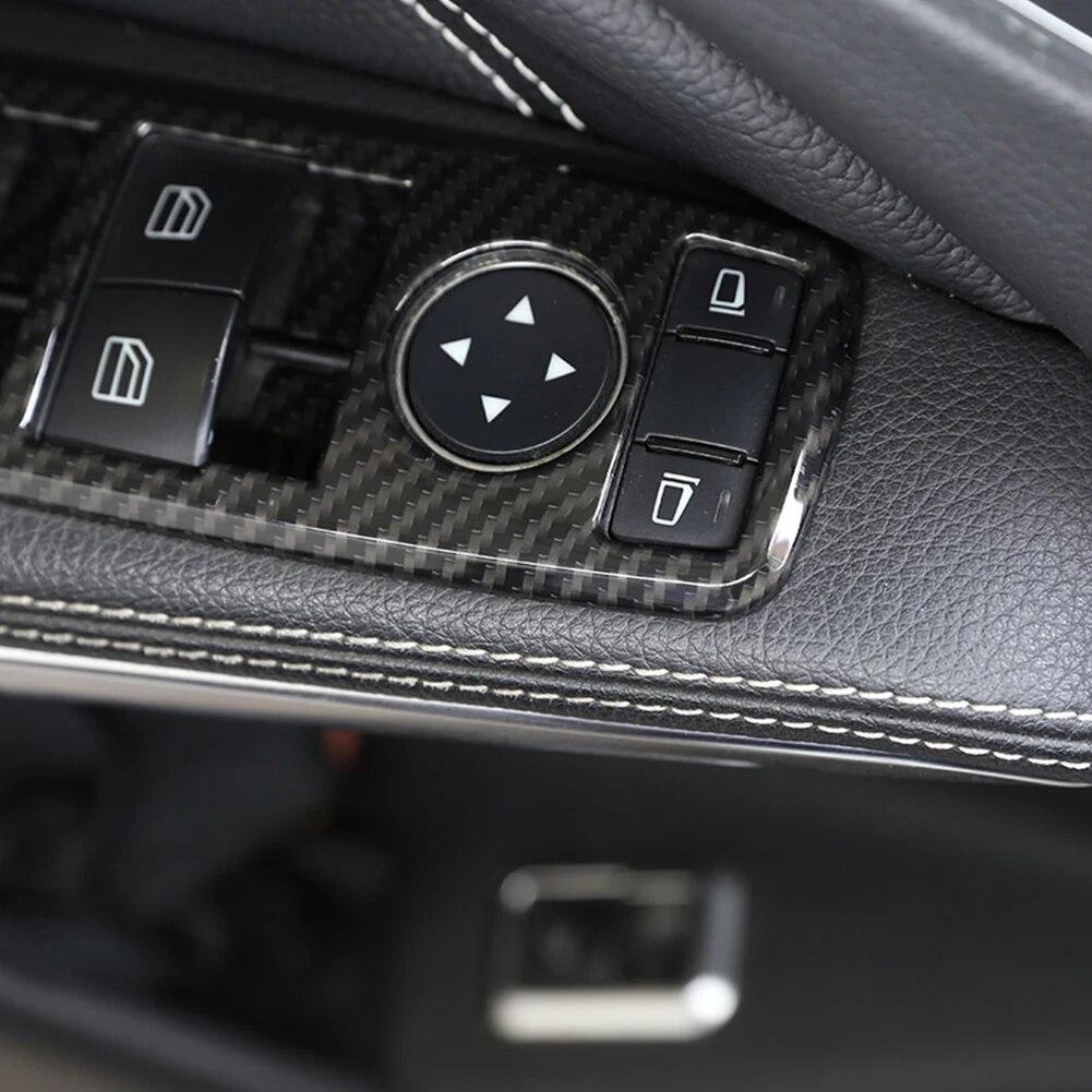 Стиль из углеродного волокна, кнопка подъема окна автомобиля, наклейка на рамку для Mercedes Benz ABCE GLE GLA CLA GLK Class W176 W204 W212 W166 W218