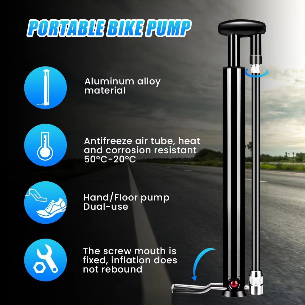 Mini Aluminum Bike Pump 100 PSI Hand Air Inflator For Cycling Frames Portable With Presta