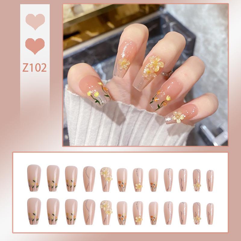 24 шт. носимые ногти поп-блестки Aurora Butterfly Blush накладные ногти для дизайна ногтей с набором для установки