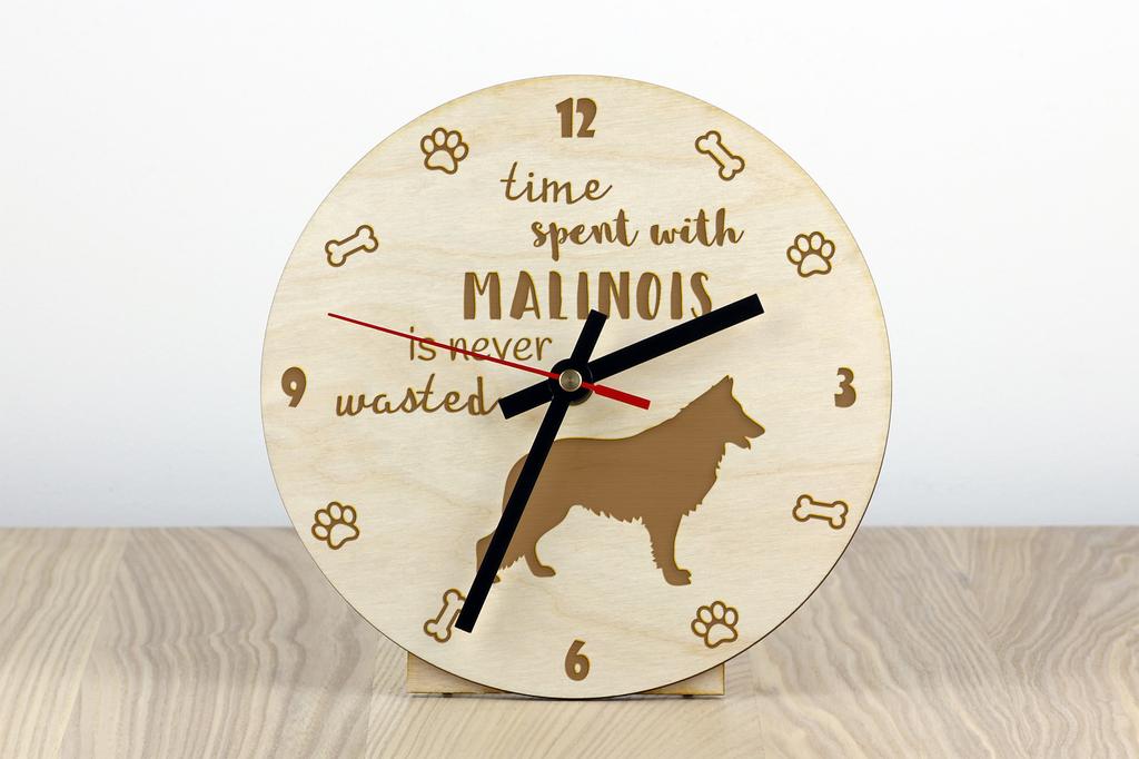 Malinois Belgian Shepherd Dog - clock with dog, wooden clock with engraving, personalised clock by Art-Dog