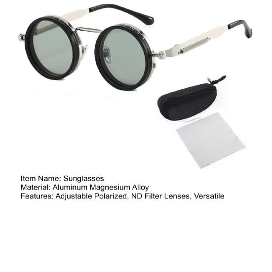 Регулируемые поляризационные унисекс солнцезащитные очки с линзами с ND-фильтром, защита глаз, фотохромная круглая оправа, солнцезащитные очки для вождения на открытом воздухе