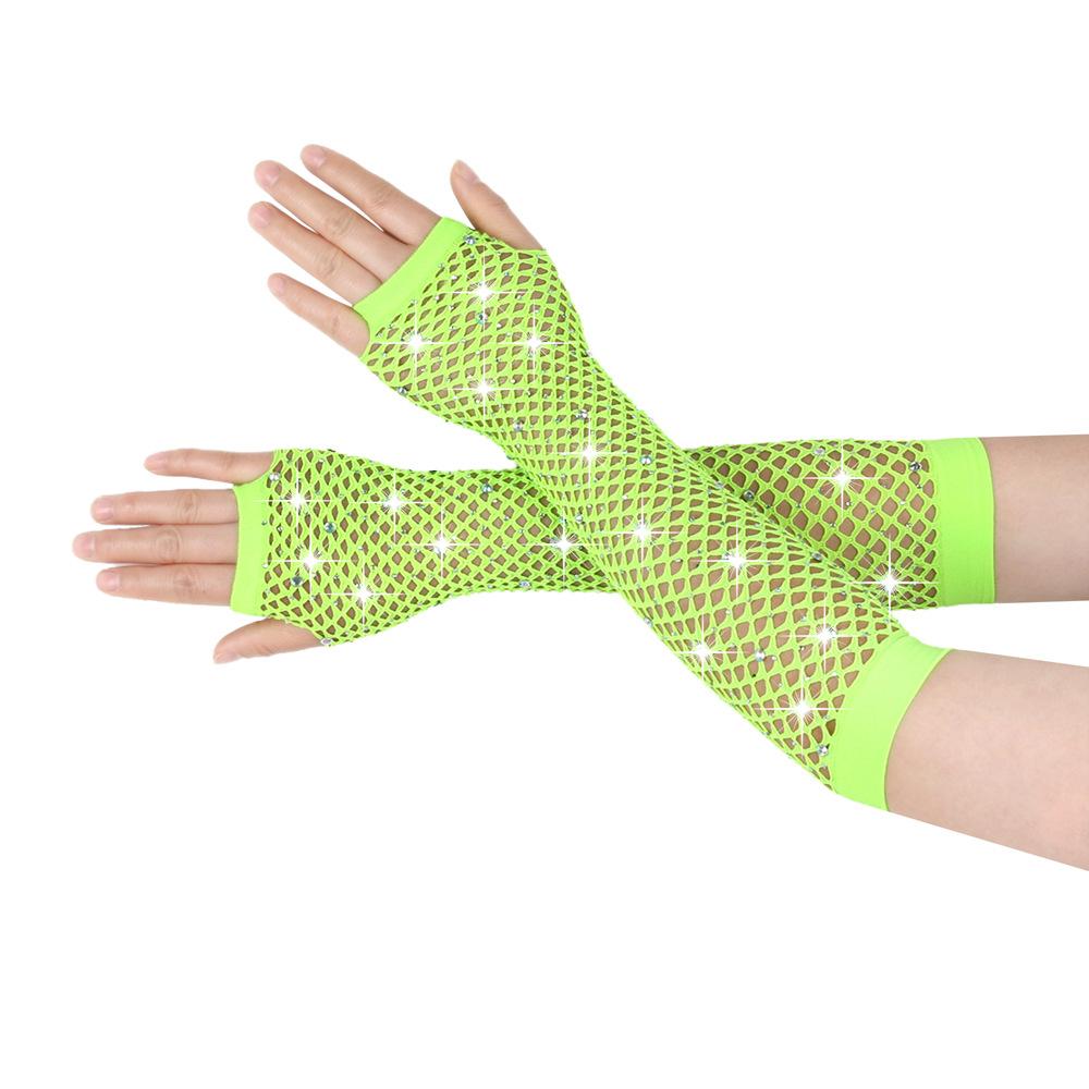 Перчатки с бриллиантами для вечеринок, рыболовная сеть, эластичные сетчатые перчатки, ретро-ночной клуб, сексуальные, горячие, длинные перчатки с бриллиантами