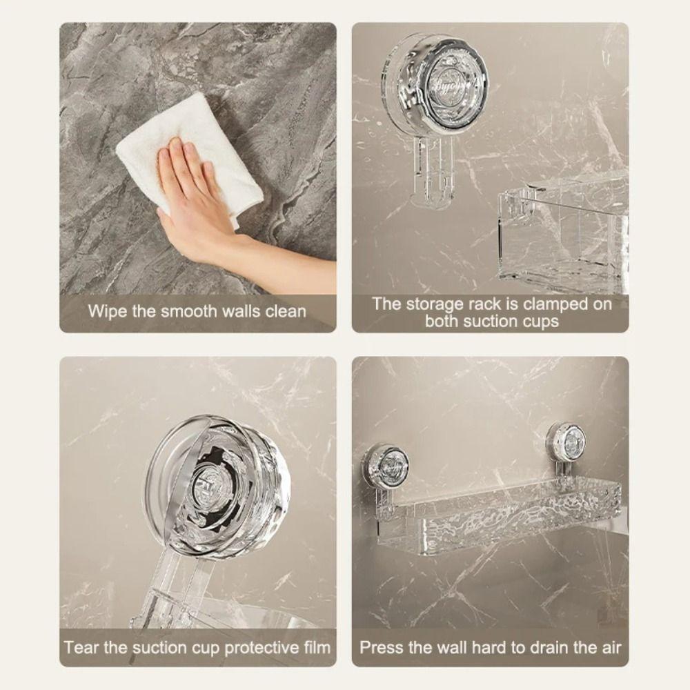 Removable Suction Cup Storage Rack Waterproof Cosmetic Storage Box Wall-Mounted Shelf Rack Kitchen