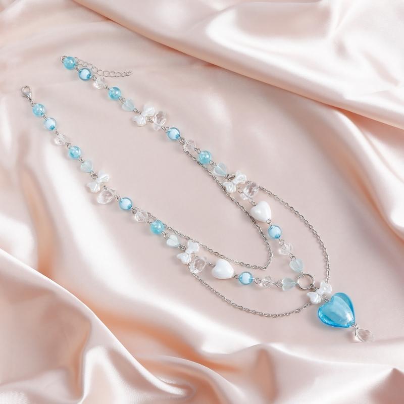 Простое ожерелье Бусы Ожерелье с шикарным кулоном Модное шейное украшение Многослойное ожерелье Подарок для женщин и девушек