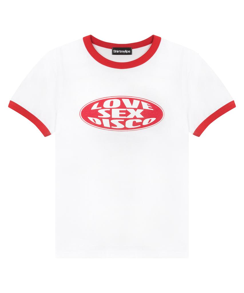 SHIRTMYLIPS Любовь Диско Футболка с контрастными рукавами Белый