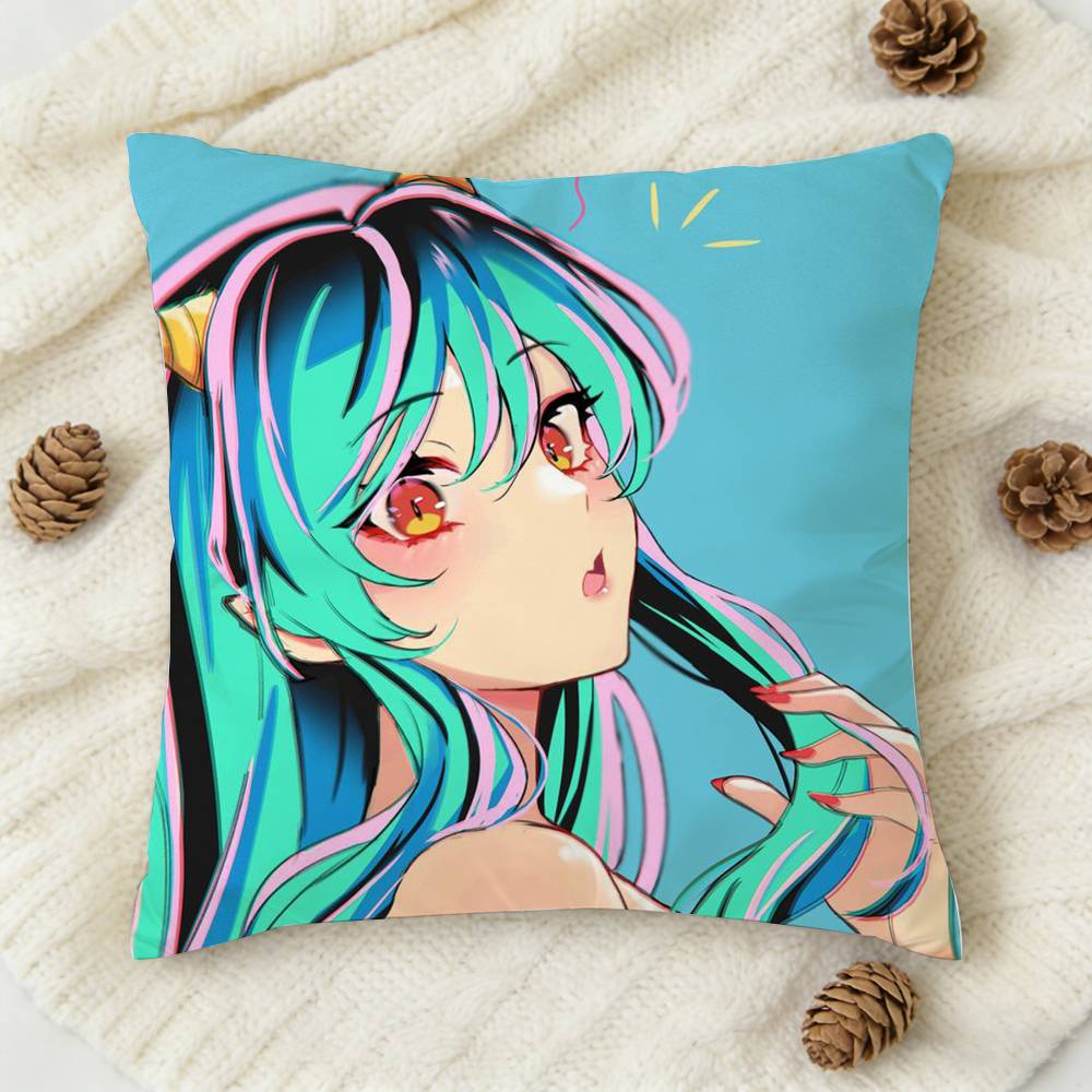 Urusei Yatsura Anime Doublesided Printed Square Decorative Cushion Cover for Sofa Living Room Home Decor