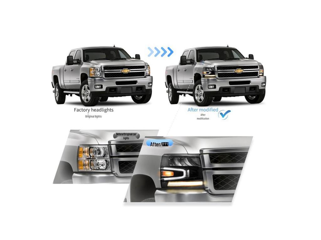 Chevrolet Silverado 07-13 LED Headlight Assembly with Flowing Turn Signal