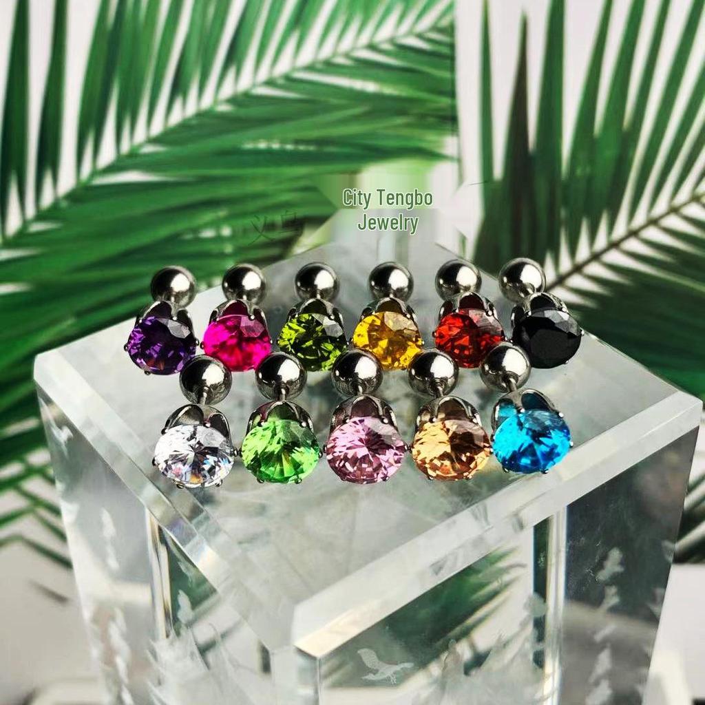 Minimalist Unisex Six-Prong Round Threaded Cubic Zirconia Cartilage Stud Earrings