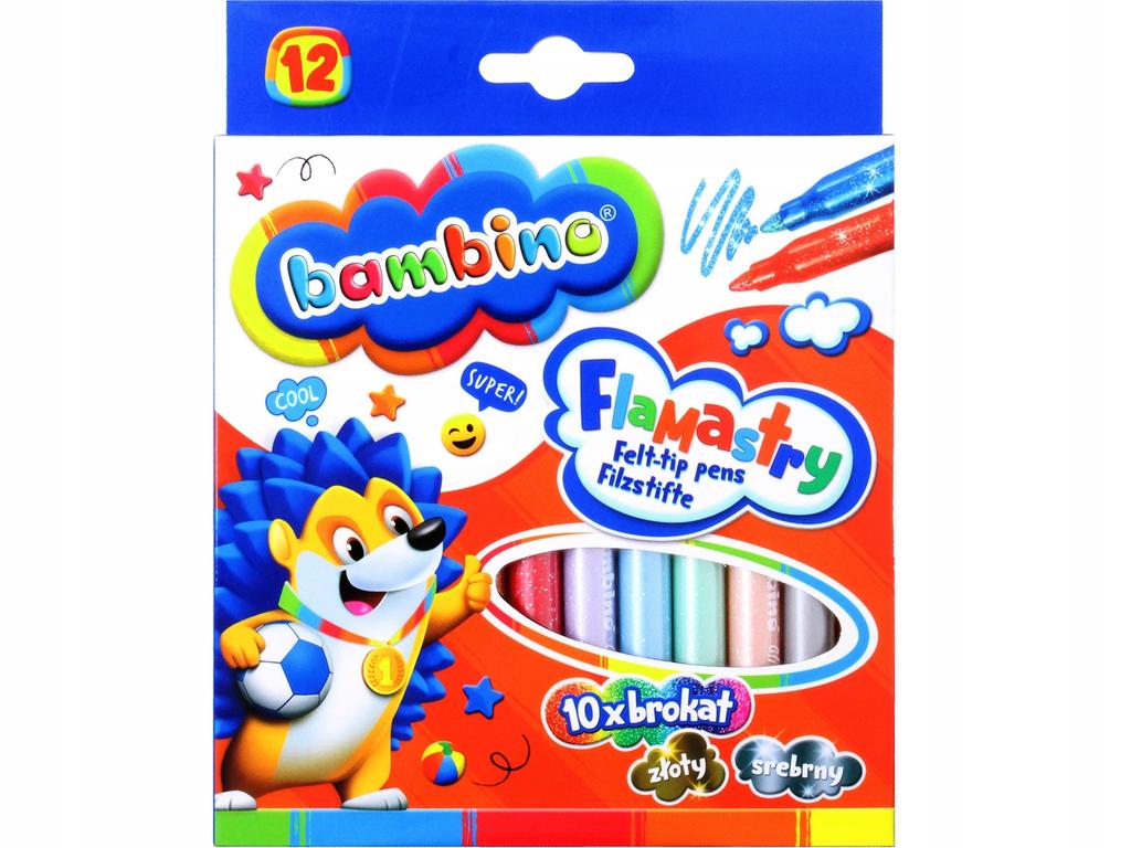 Bambino Glitter Markers 12 Colors Gold Silver
