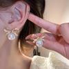 Silver needle light luxury Spice Girl pearl stud earrings temperament retro super flash earrings women's fashion high sense personalized earrings