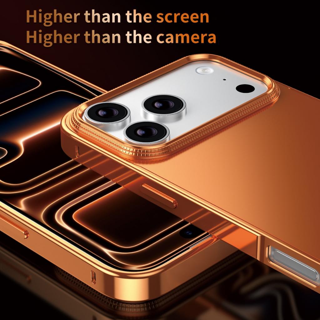 2 in 1 Alloy Bumper Matte Back Cover For iPhone 14 15 16 17 Pro Max Air Luxury Metal Button Camera Protection Ultra Thin Case